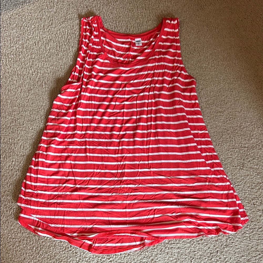 Old Navy Red and White Striped Tank Top